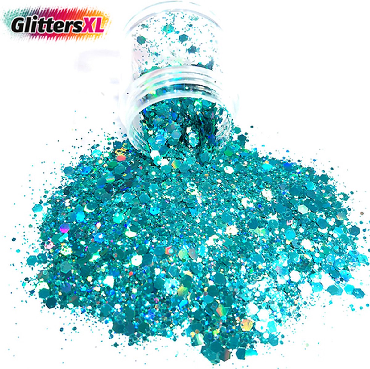 GlittersXL - Chunky Glitters (Turquoise) (Volume 8g) [Festival Makeup Gezicht Lichaam - Face Body Glitter - Biologisch afbreekbaar - Versiering Dames Volwassen Kinderen]